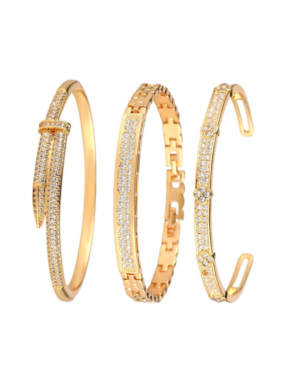 18K Gold Plated Bangles Bracelet Set for Women